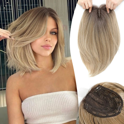 Large Base Hair Topper with Bangs – Synthetic Hair Piece for Thinning Hair
