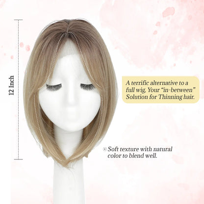 Large Base Hair Topper with Bangs – Synthetic Hair Piece for Thinning Hair