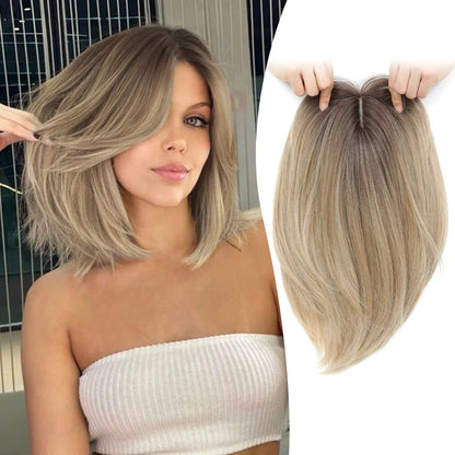 Large Base Hair Topper with Bangs – Synthetic Hair Piece for Thinning Hair